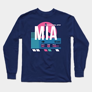 Miami (MIA) Airport Code Baggage Tag Long Sleeve T-Shirt